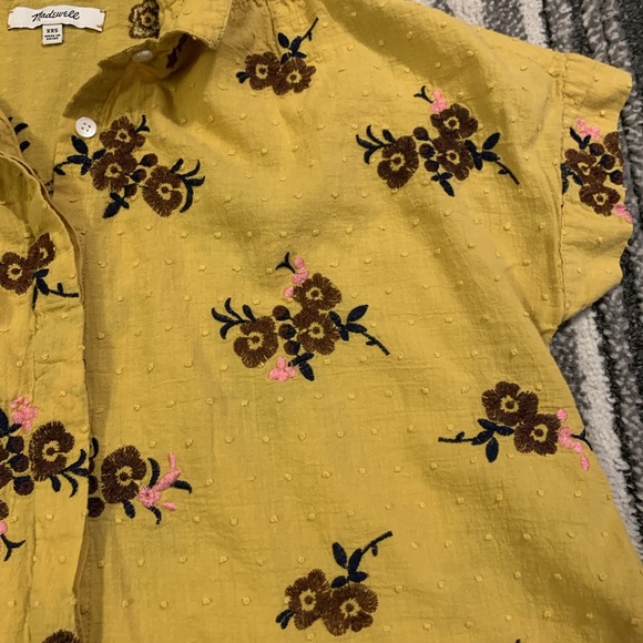 Madewell Blouse Top Embroidered Hilltop Button Down S/S Floral Shirt XXS - Picture 4 of 8